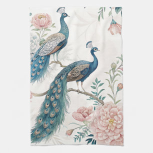 Eleganter Pfau Floral Vintage (6) Geschirrtuch