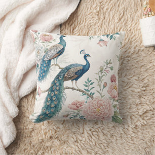 Eleganter Pfau Floral Vintage (6) Kissen