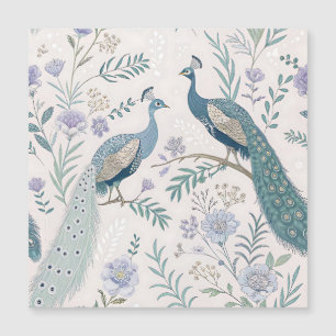 Eleganter Pfau Floral Vintage (7) Magnetkarte