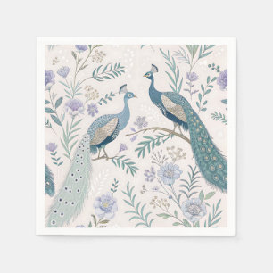 Eleganter Pfau Floral Vintage (7) Serviette