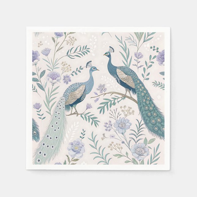 Eleganter Pfau Floral Vintage (7) Serviette (Vorderseite)