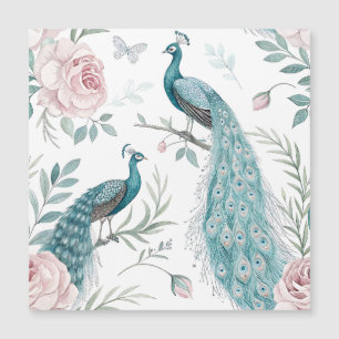 Eleganter Pfau Floral Vintage (8) Magnetkarte