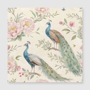 Eleganter Pfau Floral Vintage (9) Magnetkarte