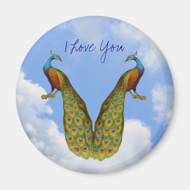Eleganter Pfau I Liebe You Magnet (Vorne)