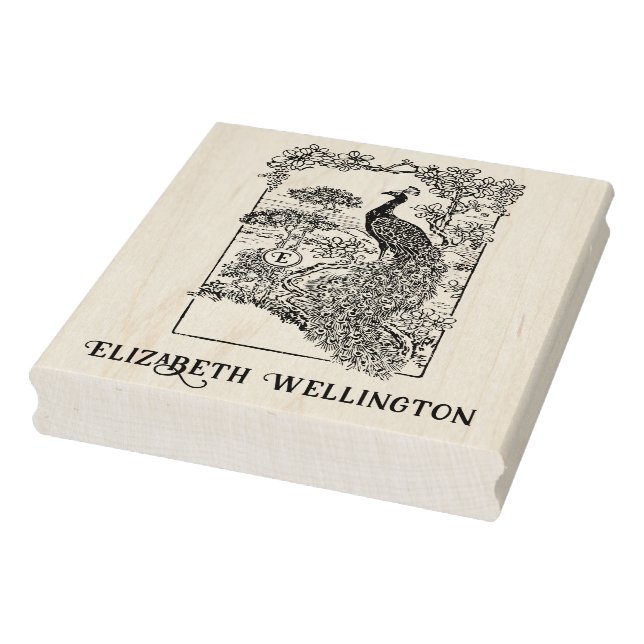 Eleganter Pfau im Garten Initial Gummistempel (Stempel)