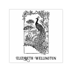 Eleganter Pfau im Garten Initial Permastempel