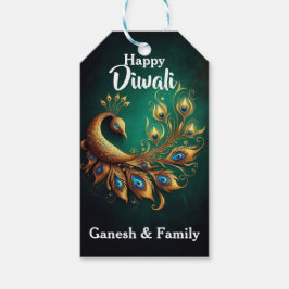 Eleganter Pfau im grünen Hintergrund Diwali Geschenkanhänger
