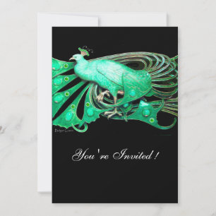 ELEGANTER PFau  IN GRÜN UND SCHWARZ Einladung