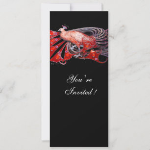 ELEGANTER PFau IN ROT UND SCHWARZ Einladung