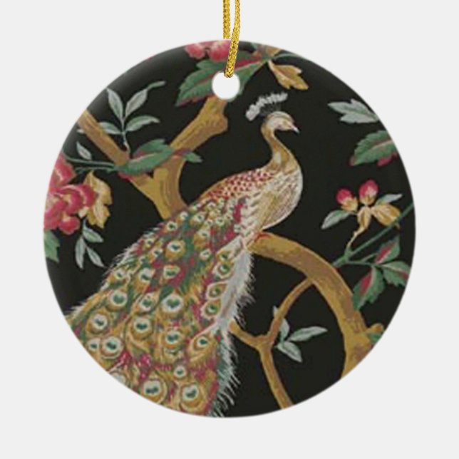 Eleganter Pfau Keramik Ornament (Vorne)
