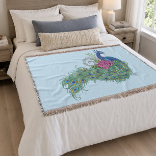 Eleganter Pfau-Lotus-Blume Verzierte Blaue Henna Decke