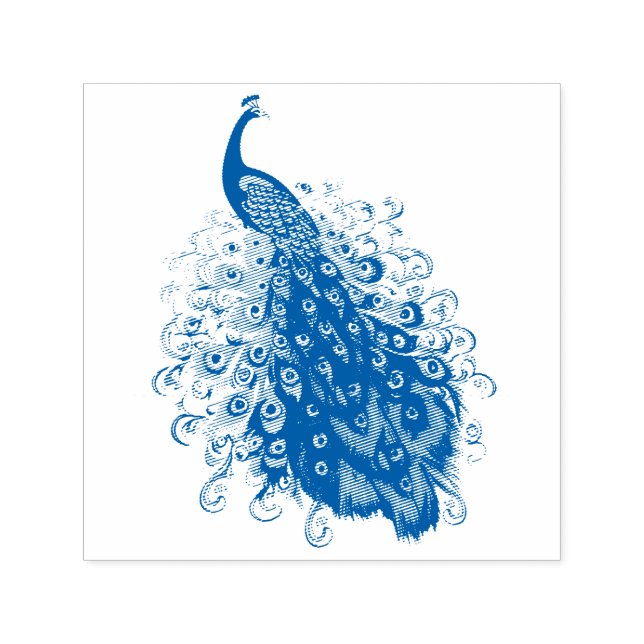 Eleganter Pfau mit aufwändig detailliertem Schwanz Permastempel (Design)