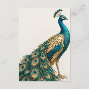 Eleganter Pfau Poster in Türkis und Gold Begleitkarte