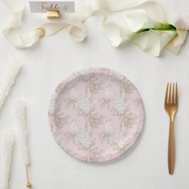 Eleganter Pfau-Schmuck Papierplatte Pappteller (Hochzeit)