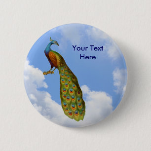 Eleganter Pfau Tier Knopf Button