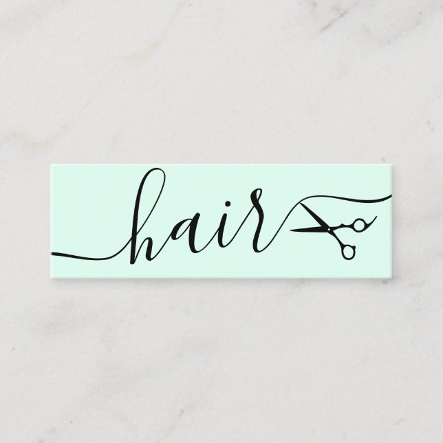 Eleganter Pfefferminzkopf mit schwarzer und grüner Mini Visitenkarte (Vorderseite)