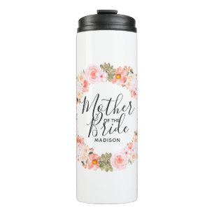 Eleganter Pfirsich-Minz-Blumenkranz Mutter der Bra Thermosbecher