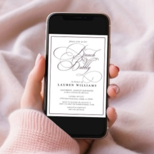 Eleganter Pflaumen Lila Calligraphie Brunch & Bubb Einladung