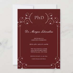 Eleganter PhD Burgundy Abschluss Einladung