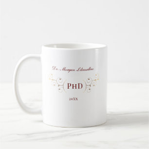 Eleganter PhD Burgundy Gold Abschluss Kaffeetasse
