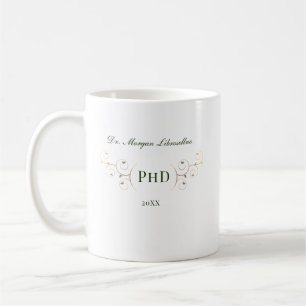 Eleganter PhD Green Gold Abschluss Kaffeetasse