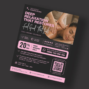 Eleganter Physiotherapeut Wellness Spa Rosa Schwar Flyer