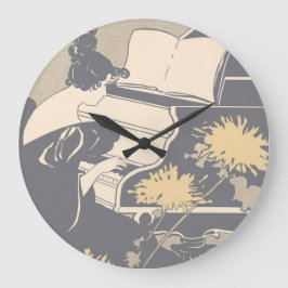 Eleganter Piano Player Große Wanduhr