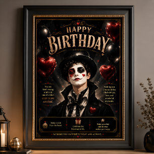 Eleganter Pierrot Schwarz und Weiß Poster