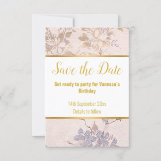 ELEGANTER PINK BLUE FLORAL RESPONRAL RSVP CARD