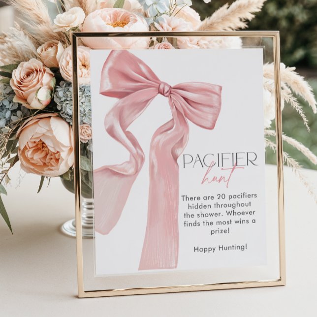 Eleganter Pink Bow Baby Shower Schnuller Hunt Poster (Von Creator hochgeladen)