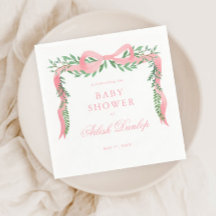 Eleganter Pink Bow mit Greenery Girl Baby Shower