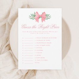 Eleganter Pink Bow Raten Sie das Price Baby Shower Einladung
