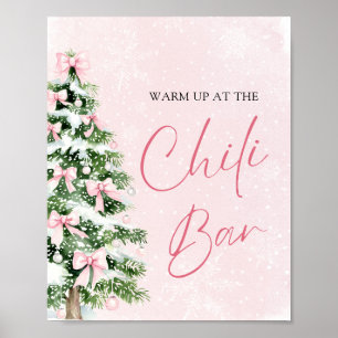 Eleganter Pink Bows Christmas Tree Chili Bar Poster