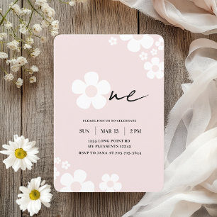 Eleganter Pink Daisy Kindergeburtstag Einladung