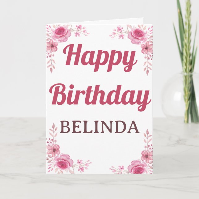 ELEGANTER PINK FLORAL BIRTHDAY CARD KARTE (Vorderseite)