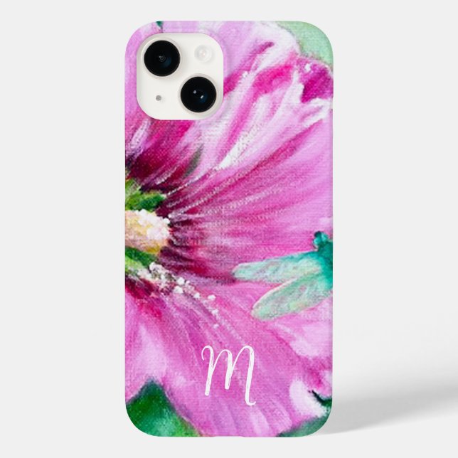 Eleganter Pink Floral Monogram Case-Mate iPhone Ca Case-Mate iPhone Hülle (Rückseite)