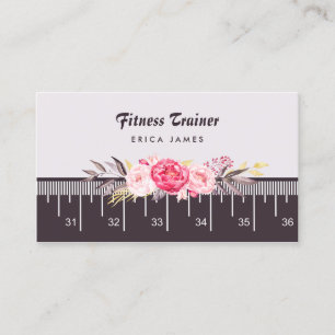 Eleganter Pink Floral Tape Fitness Trainer Visitenkarte