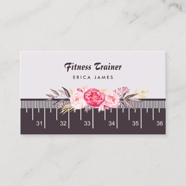 Eleganter Pink Floral Tape Fitness Trainer Visitenkarte