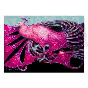 ELEGANTER PINK FUCHSIA PEACOCK MIT GEOMETRISCHEN W