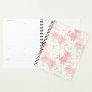 Eleganter Pink & Gold Floral Wasserfarben Farbe la Planer