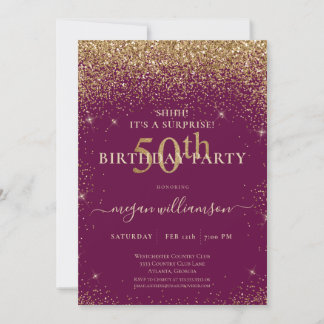 Eleganter Pink Gold Glitzer 50. Geburtstagsparty Einladung