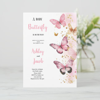 ELEGANTER PINK , GOLD , LILA BABYSHOWER EINLADUNG