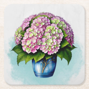 Eleganter Pink Hydrangea Blume Paper Untersetzer