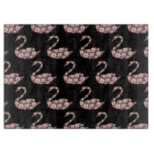Eleganter Pink Pearl Swan auf schwarzem Hintergrun