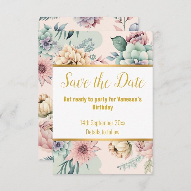 ELEGANTER PINK SPRING FLORAL RESPONSE RSVP CARD (Vorne/Hinten)