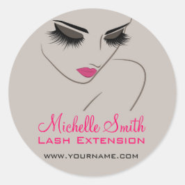 Eleganter Pink und Gray Lash Extension Schönheitss Runder Aufkleber