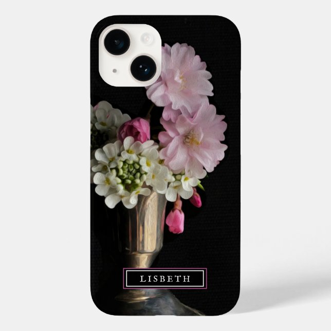 Eleganter Pink und White Floral iPhone Case (Rückseite)