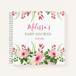 Eleganter Pink Watercolor Floral Baby Shower Guest Notizbuch