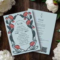 Eleganter Pinker Pfingstrosen Art Nouveau QR Code