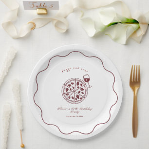 Eleganter Pizza- und WeinGeburtstag Pappteller
